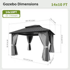 14x10ft hardtop gazebo gray shown in use