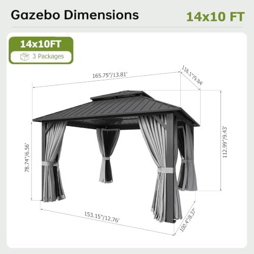 14x10ft hardtop gazebo gray shown in use