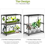 2-tier desktop indoor greenhouse with grow light, 11.8x23.6x23.6 on a desk or shelf