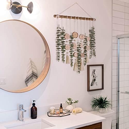 artificial eucalyptus wall decor fake greenery leaves stems shown in use