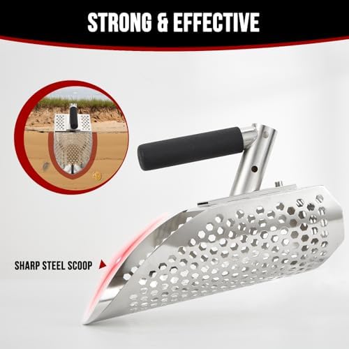 sand scoop for metal detecting, stainless steel metal showing dimensions