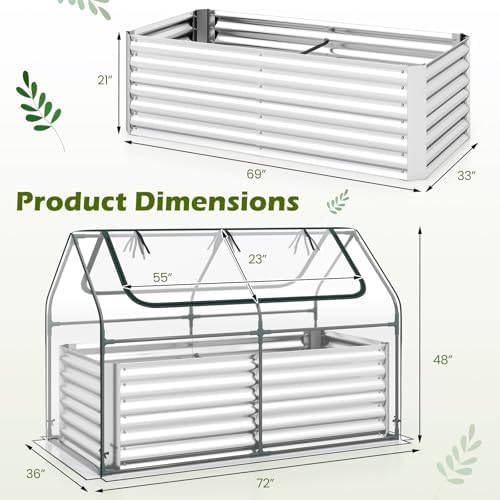 s afstar 3-in-1 raised garden bed with greenhouse, front angle view