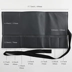 wazakura 6pcs bonsai tool kit with roll bag showing dimensions