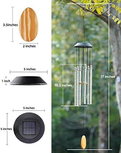 desgully solar wind chimes for outside, 6 color-changing, package contents