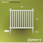 zippity baskenridge picket fence panels, white vinyl diy showing dimensions