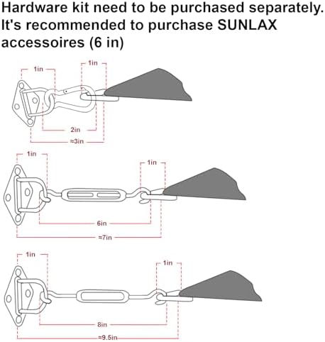 sunlax sun shade sail 10' x 10' x, close-up detail