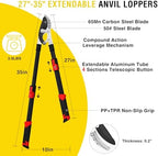 yesker 27-35" extendable loppers for tree trimming heavy, close-up detail