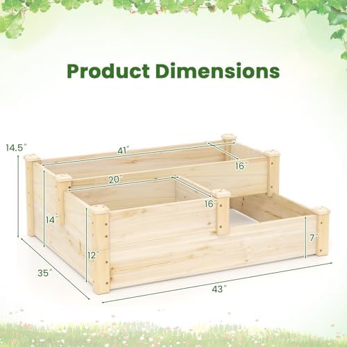 giantex raised garden bed, wood planter box for, front angle view