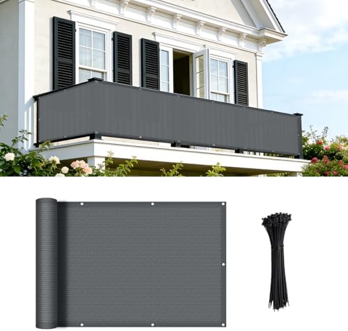 coolboys 3'x9' dark grey balcony privacy screen fence, main product view