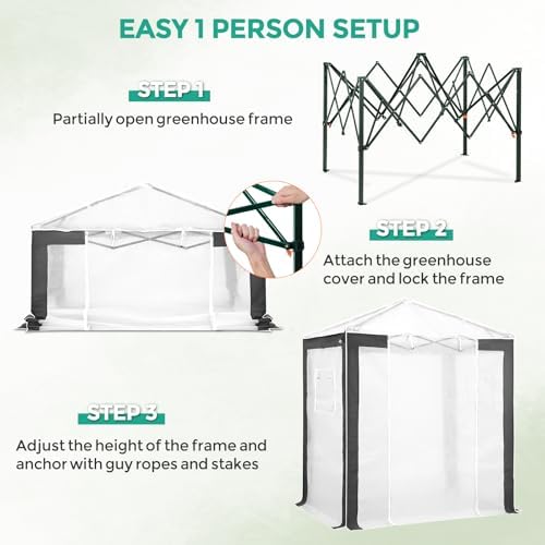 eagle peak 6x4 walk in pop up greenhouse, side view