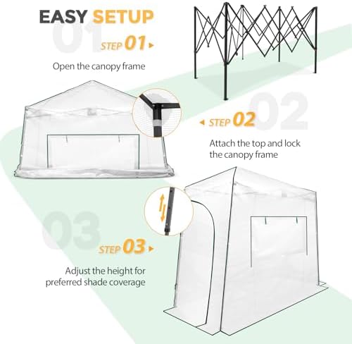 eagle peak 9x4 easy setup pop up greenhouse, side view
