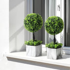 lewondr 16'' potted artificial topiary boxwood topiary ball on a desk or shelf