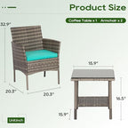 fdw 3-piece patio furniture set | gray &, front angle view
