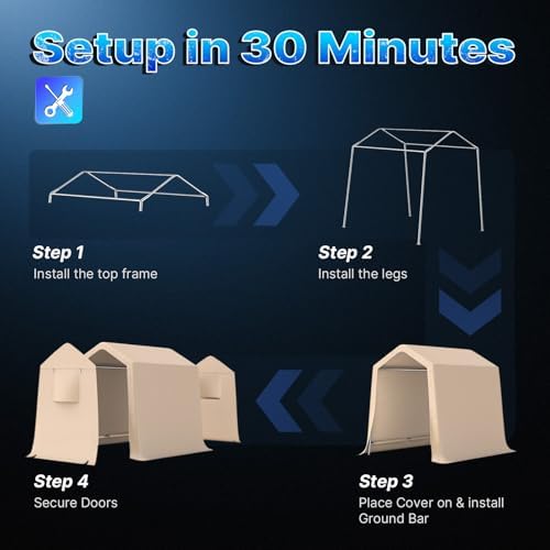 advance outdoor 6x8 ft outdoor portable storage shelter, close-up detail