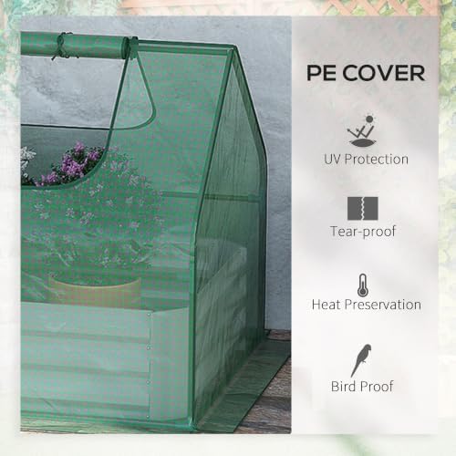 outsunny 6 x 3 x 1ft metal planter showing dimensions