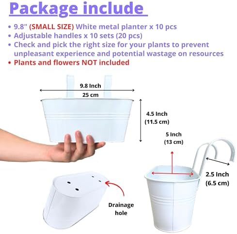 lalagreen rail planter (9.8 in, 10 pack) white shown in use