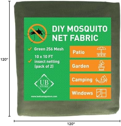 green diy mosquito net fabric | 10x10 ft, front angle view