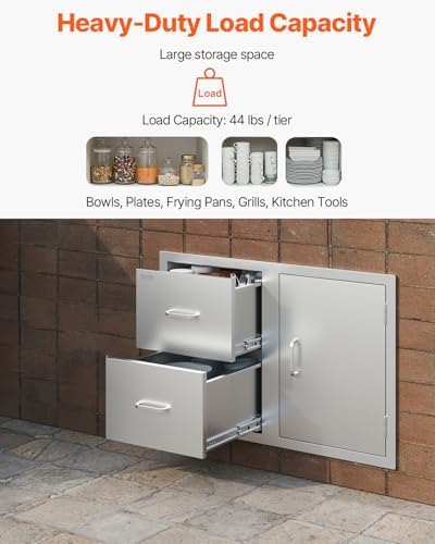vevor outdoor kitchen drawers 32.5" w x 21.7" showing dimensions