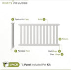 zippity davidson portable event fence, white vinyl freestanding, side view