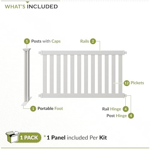 zippity davidson portable event fence, white vinyl freestanding, side view