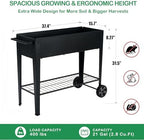31.5" tall elevated mobile raised garden bed with, close-up detail