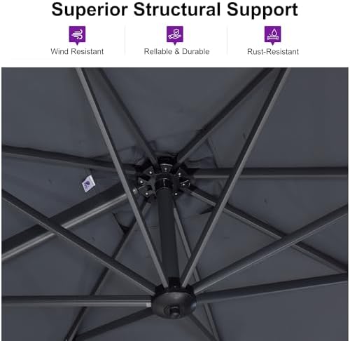 purple leaf umbrella with base & cover 9', side view