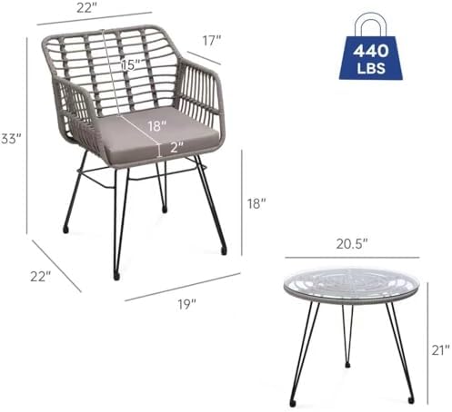 krofem 3 piece wicker patio bistro furniture set shown in use