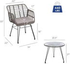 krofem 3 piece wicker patio bistro furniture set shown in use