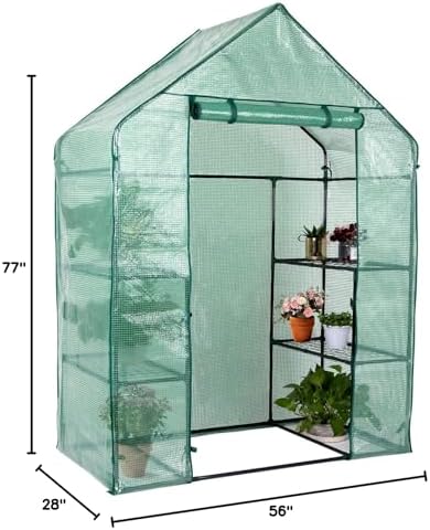 greenhouse, green house 3 tiers 6 shelves stands, front angle view