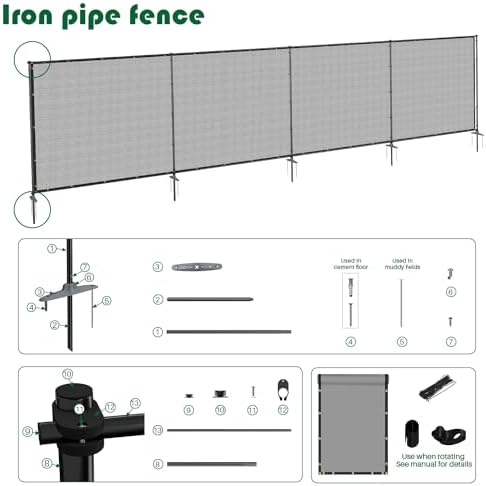 5'hx12'w outdoor freestanding privacy screen fence panels with, front angle view