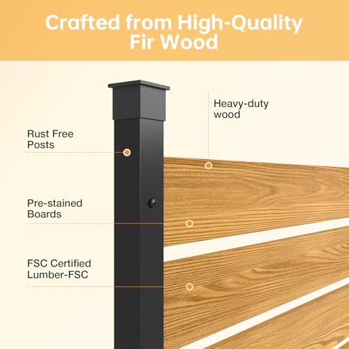 aoxun 2 panels wood privacy screen, 41" x showing dimensions