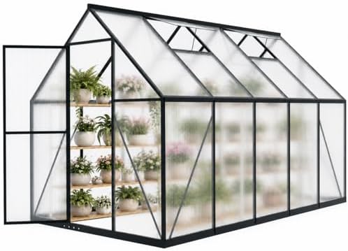 hooyeah greenhouse kits for outdoors, 6x10 ft walk-in, front angle view