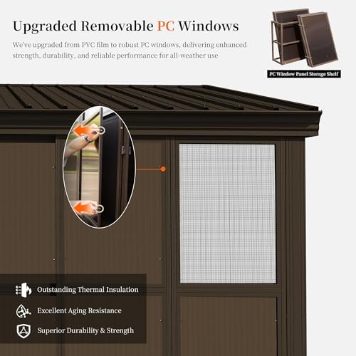 domi 12x16ft sunroom, wall mounted sunroom kit with, close-up detail