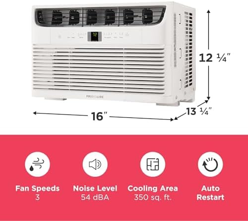 frigidaire 8,000 btu window air conditioner with remote, side view