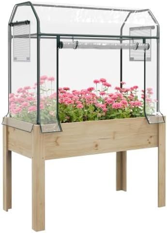 outsunny raised garden bed with greenhouse cover 45, main product view