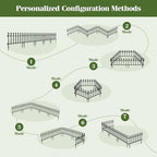 giantex 5 panels decorative metal garden fence, 9, side view