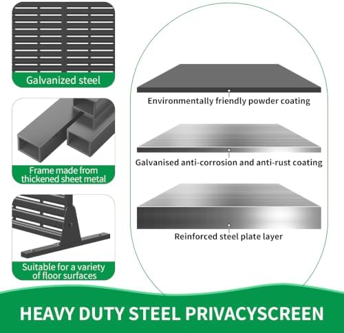 privacy screen for patio, outdoor freestanding metal privacy, side view