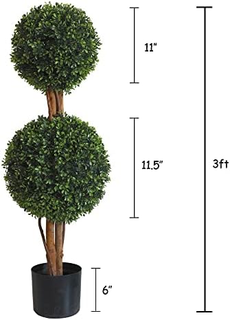 lifelike indoor&outdoor use 3ft boxwood double ball topiary shown in use