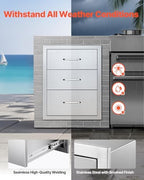 vevor outdoor kitchen drawers 18.1"w x 23.2"h x showing dimensions