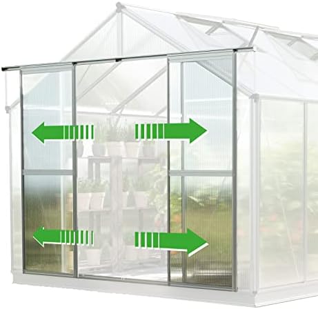 topas 6 7.4x12.6 ft walk in greenhouse, clear showing dimensions