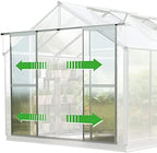 topas 6 7.4x12.6 ft walk in greenhouse, clear showing dimensions