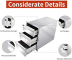 outdoor kitchen drawers 14" w x 21" h showing dimensions