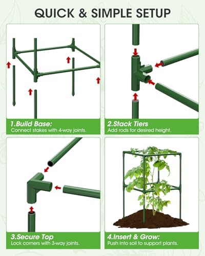 tomato cages,square tomato plant stakes support cages trellis, front angle view