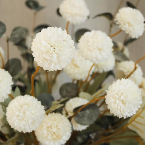 ryddelighome white faux kiku flowers for vase(not included) on a desk or shelf