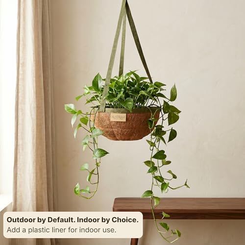 15 inch handmade coco fiber hanging basket 2, close-up detail