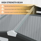 aoxun 10x8ft shed with floor galvanized steel outdoor showing dimensions