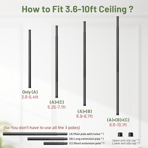 tension rod plant stand, plant poles for hanging, view 9