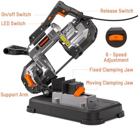 dovaman portable band saw, 10a deep cut metal on a desk or shelf
