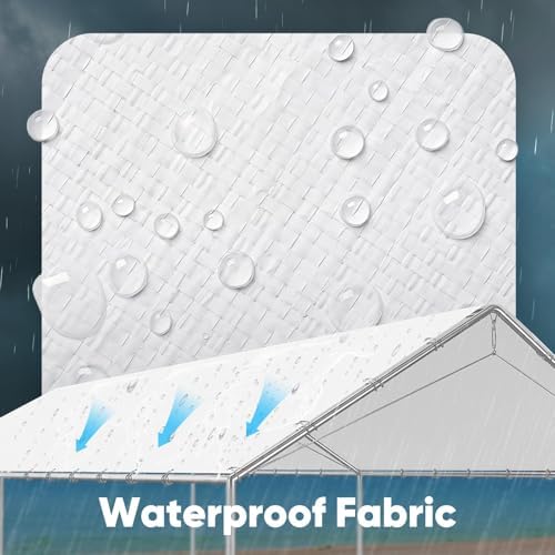 quictent 10x20 ft carport replacement tarp canopy top, side view