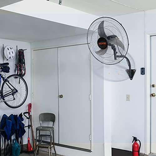 vevor 20 inch wall mount fan, oscillating, 3-speed, front angle view
